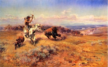 チャールズ・マリオン・ラッセル Painting - ホース・オブ・ザ・ハンター 別名フレッシュ・ミート・インディアン西部アメリカ人のチャールズ・マリオン・ラッセル